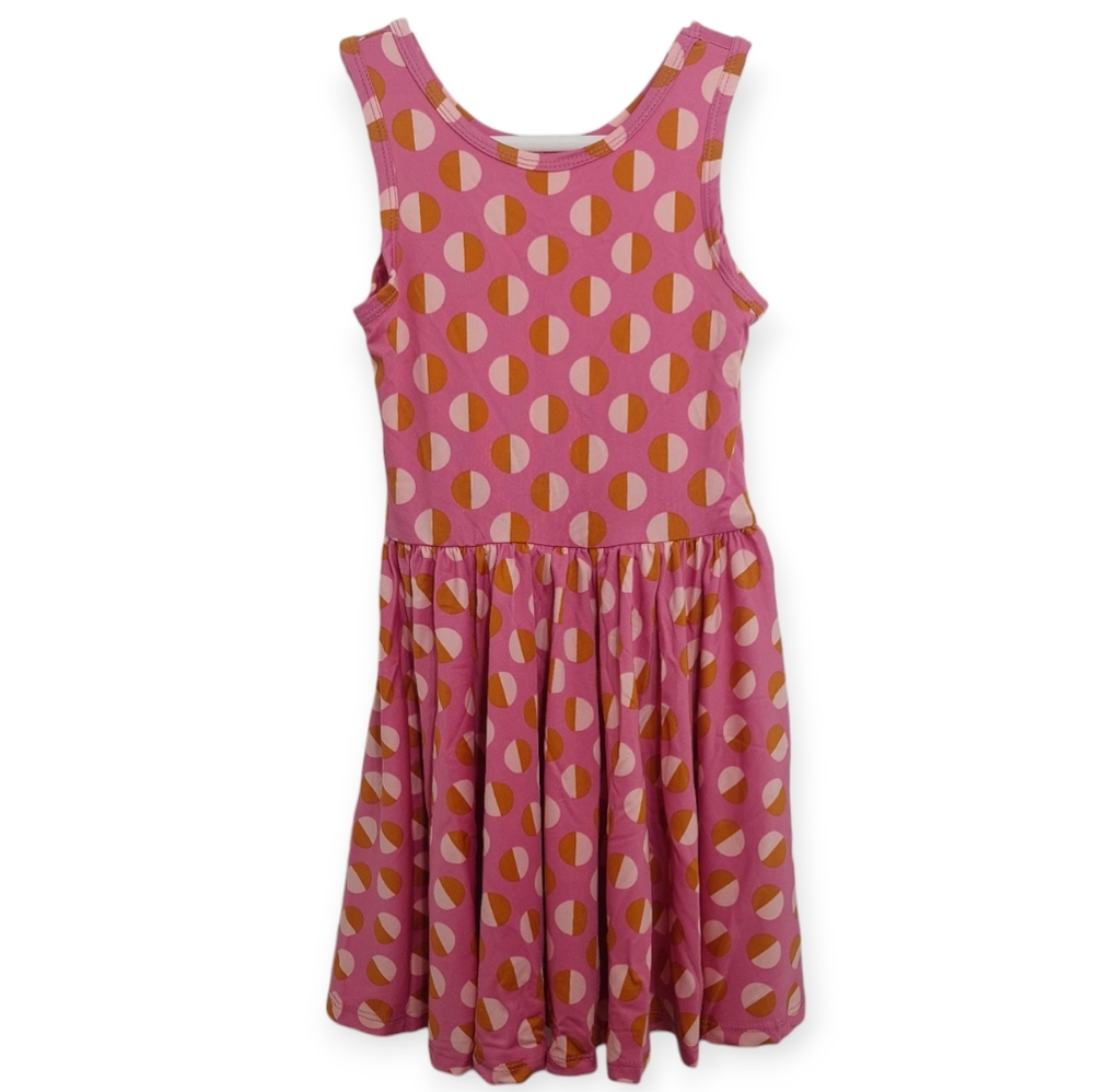 Dot Dot Smile Little Girls Dress Size 3/4 Pink Eclipse Tank Sleeve Moon Circle